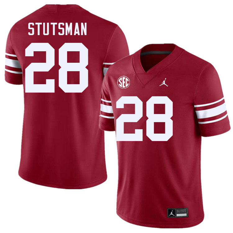 Men #28 Danny Stutsman Oklahoma Sooners 2024 SEC Conference College Football Jerseys-Throwback